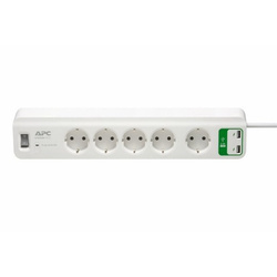 APC LISTWA ANTYPRZEPIĘCIOWA PM5U-GR ESSENTIAL SURGEARREST 5 GNIAZD 5V, 2.4A 2 PORTY USB 230V GERMANY
