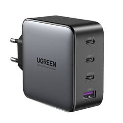 ŁADOWARKA SIECIOWA UGREEN CD226, 3X USB-C, 1X USB-A, GAN, PD3.0, QC4+, 100W, KABEL 1.5M (SZARY)