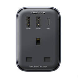 Adapter podróżny UK na EU UGREEN CD314 2xUSB-A, 1xUSB-C