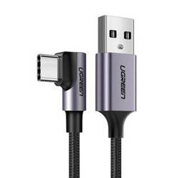 KABEL USB DO USB-C KĄTOWY UGREEN  US284 3A QUICK CHARGE 3.0 1M (CZARNY)