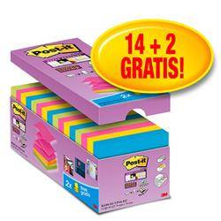 KARTECZKI SAMOPRZYLEPNE 76X76MM 3M POST-IT® SUPER STICKY Z-NOTES R330-SS-VP16 MIX KOLORÓW (14+2)X90 KART