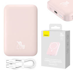 POWERBANK MAGNETYCZNY BASEUS MAGNETIC MINI 6000MAH, USB-C 20W MAGSAFE (RÓŻOWY)