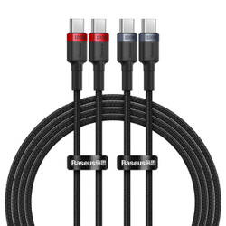 Kabel Baseus Cafule USB-C do USB-C 100W,2m, 2szt (czerwono-czarny, szaro-czarny)