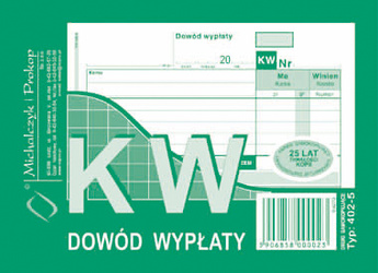 DRUK AKCYDENSOWY KW KASA WYPŁACI A6 MICHALCZYK I PROKOP WIELOKOPIA 80 KART. 