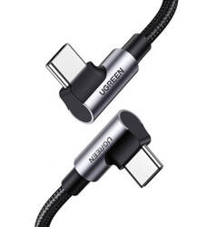 Kabel USB-C do USB-C, kątowy UGREEN US335, 5A, 100W, 1m (czarny)