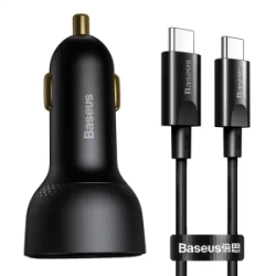 Ładowarka samochodowa Baseus Superme USB, USB-C, 100W + kabel USB-C(czarna)