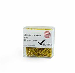 SPINACZE OKRĄGŁE 28MM VICTORY OFFICE PRODUCTS 60286100-04 ŻÓŁTE METALOWEPOWLEKANE W POJEMNIKU PLASTIKOWYM 100SZT