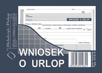 DRUK AKCYDENSOWY WNIOSEK O URLOP A6 MICHALCZYK I PROKOP 40 KART