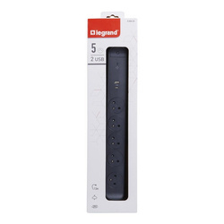 LEGRAND PRZEDŁUŻACZ 5X2PZ +USB A/C 1,5M CZARNY