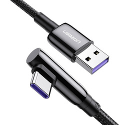 KABEL USB DO USB-C UGREEN US317 KĄTOWY, 2M (CZARNY)