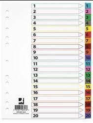 PRZEKŁADKI 1-20 A4 Q-CONNECT MYLAR MIX KOLORÓW KARTON 170G/M² 20KART