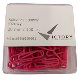 SPINACZE OKRĄGŁE 28MM VICTORY OFFICE PRODUCTS 60286100-095 NEONOWE RÓŻOWE METALOWEPOWLEKANE W POJEMNIKU PLASTIKOWYM 100SZT