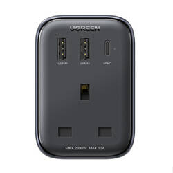 ADAPTER PODRÓŻNY UK NA EU UGREEN CD314 2XUSB-A, 1XUSB-C