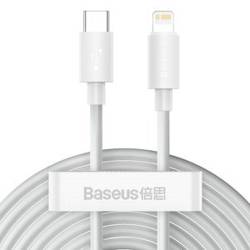 KABEL USB-C DO LIGHTNING BASEUS SIMPLE WISDOM, PD, 20W, 1.5M (BIAŁY) 2SZT.