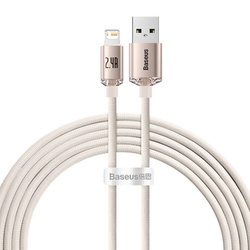 KABEL USB DO IP BASEUS CRYSTAL SHINE, 2.4A, 2M (RÓŻOWY)