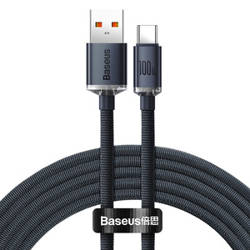 KABEL USB DO USB-C BASEUS CRYSTAL SHINE, 100W, 2M (CZARNY)