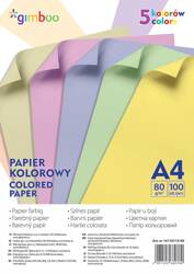 PAPIER KOLOROWY A4 80G GIMBOO MIX PASTELOWY 100ARK