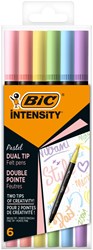 PISAKI DWUSTRONNE BIC INTENSITY DUAL TIP PASTEL 503826 MIX*6