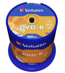 PŁYTA DVD-R 4,7GB 16X VERBATIM DATALIFE PLUS 43549 CAKE 100 SZT.