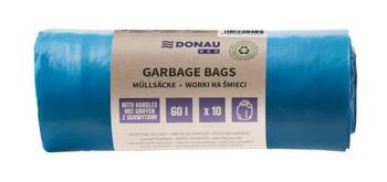 WORKI LDPE Z USZAMI DONAU ECO NIEBIESKIE 60L 10SZT.