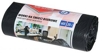 WORKI NA ŚMIECI LDPE OFFICE PRODUCTS CZARNE 60L 20SZT.