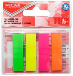 ZAKŁADKI INDEKSUJĄCE FOLIOWE 12X43MM OFFICE PRODUCTS MIX KOLORÓW NEON 4X35 SZT