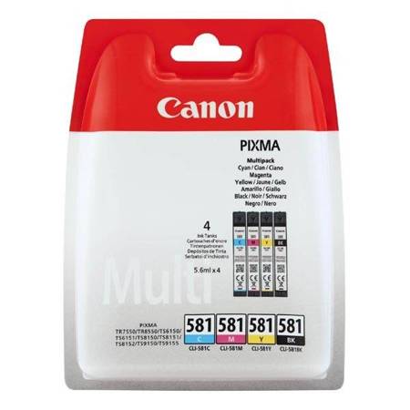 CANON ORYGINALNY INK / TUSZ CLI581 CMYK MULTI PACK, CMYK, BLISTR, 4*5,6ML, 2103C004, CANON 4-PACK PIXMA TR8550,TS6150,TS6151,TS815