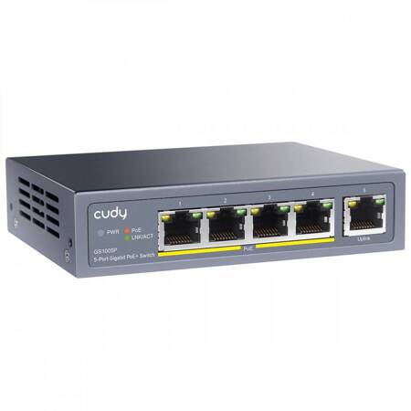 CUDY PRZEŁĄCZNIK GS1005P SWITCH 5XGE (4XPOE+) 60W