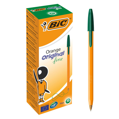 DŁUGOPIS JEDNORAZOWY BIC ORANGE ORIGINAL FINE 1199110113 ZIELONY 0.8MM POMARAŃCZOWA OBUDOWA