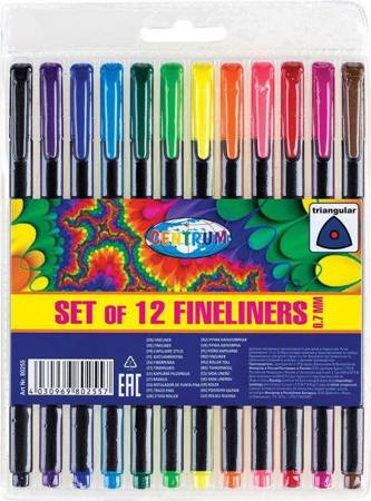 DŁUGOPISY ŻELOWE PVC CENTRUM FINELINERS 80255 MIX*12 0.7MM 12SZT