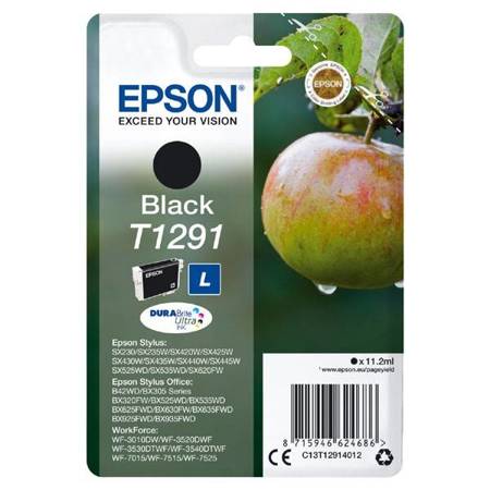 EPSON ORYGINALNY INK / TUSZ C13T12914022, T1291, BLACK, BLISTR, 420S, 11,2ML, EPSON STYLUS SX420W, 425W, STYLUS OFFICE BX305F, 320