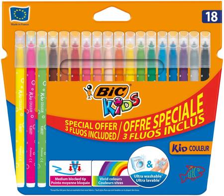 FLAMASTRY BIC KIDS KID COULEUR FLUO 937511 MIX*18