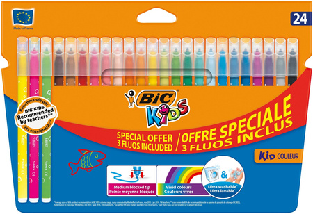 Flamastry BIC KIDS KID COULEUR FLUO 9213602 mix*24