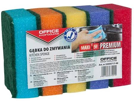 GĄBKA OFFICE PRODUCTS MAXI PREMIUM MIX KOLORÓW 5 SZT