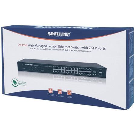 INTELLINET PRZEŁĄCZNIK INTELLINET GIGA 24X RJ45 + 2X SFP WEB-SMART VLAN QOS RACK