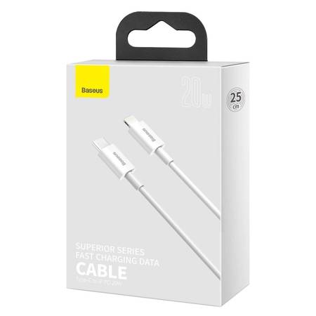 KABEL USB-C DO LIGHTNING BASEUS SUPERIOR SERIES, 20W, PD, 0.25M (BIAŁY)