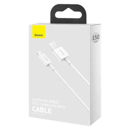 KABEL USB DO LIGHTNING BASEUS SUPERIOR SERIES, 2.4A, 1.5M (BIAŁY)