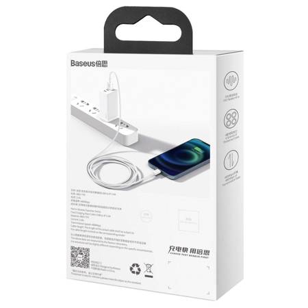 KABEL USB DO LIGHTNING BASEUS SUPERIOR SERIES, 2.4A, 1.5M (BIAŁY)