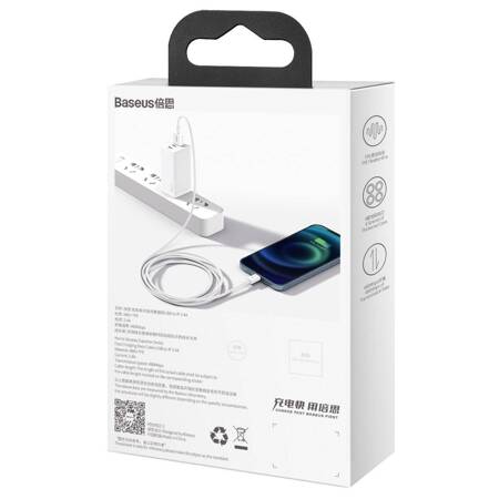 KABEL USB DO LIGHTNING BASEUS SUPERIOR SERIES, 2.4A, 1M (BIAŁY)