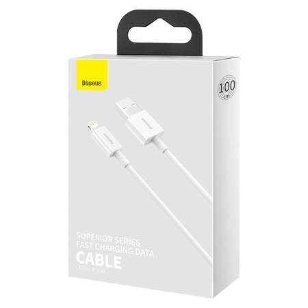 KABEL USB DO LIGHTNING BASEUS SUPERIOR SERIES, 2.4A, 1M (BIAŁY)