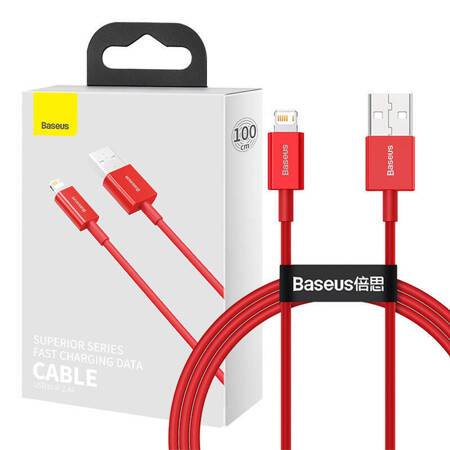 KABEL USB DO LIGHTNING BASEUS SUPERIOR SERIES, 2.4A, 1M (CZERWONY)