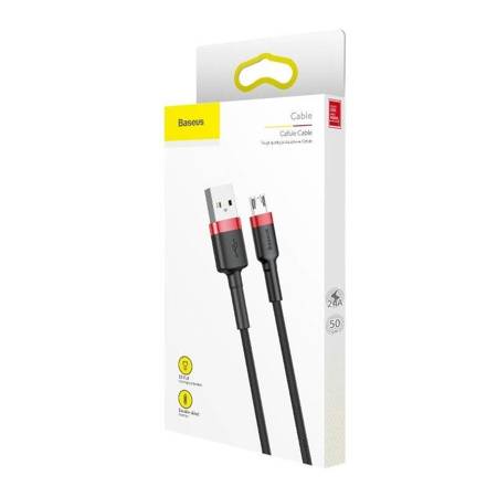 KABEL USB DO MICRO USB BASEUS CAFULE 2.4A 1M (CZERWONO-CZARNY)