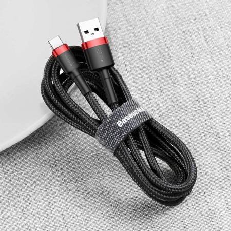 KABEL USB DO USB-C BASEUS CAFULE 2A 3M (CZERWONO-CZARNY)