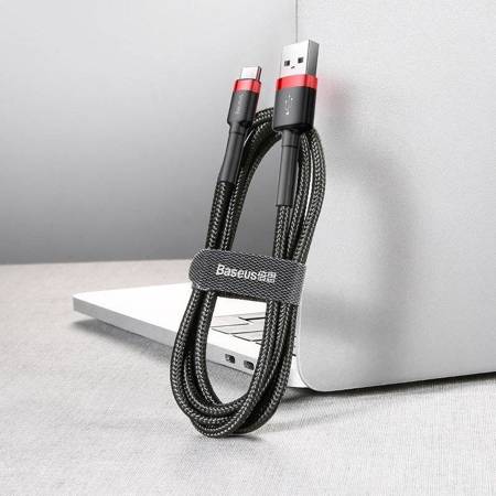 KABEL USB DO USB-C BASEUS CAFULE 2A 3M (CZERWONO-CZARNY)