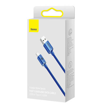 KABEL USB DO USB-C BASEUS CRYSTAL SHINE, 100W, 1.2M (NIEBIESKI)