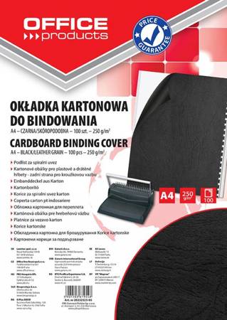 KARTON DO BINDOWANIA SKÓROPODOBNY A4 OFFICE PRODUCTS DELTA CZARNY 100 SZT