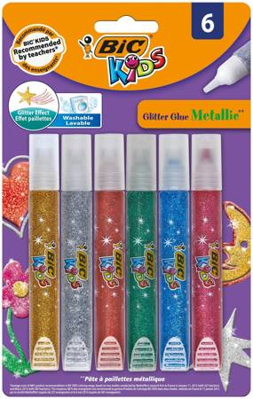 KLEJ BROKATOWY BIC GLITTER METALLIC 893269 6 KOLORÓW