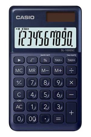Kalkulator kieszonkowy 118,5x70x8,5mm CASIO SL-1000SC-NY BOX granatowy solarne+bateria LR1130