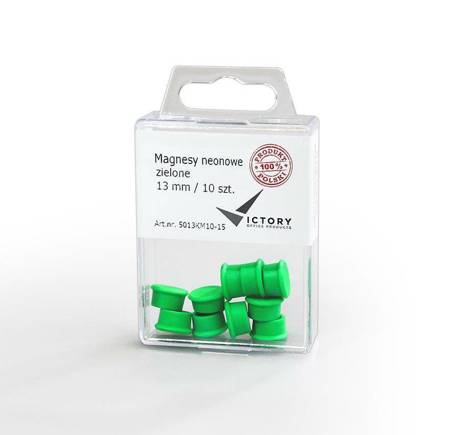 MAGNESY 13MM VICTORY OFFICE PRODUCTS 5013KM10-155 NEONOWE ZIELONE 10SZT