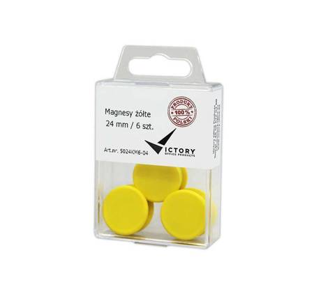 MAGNESY 24MM VICTORY OFFICE PRODUCTS 5024KM6-04 ŻÓŁTE 6SZT